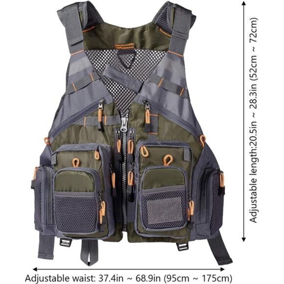 Strap Fishing Vest Adjustable for Men and Women, for Fly Bass Fishing - Picture 2 of 7